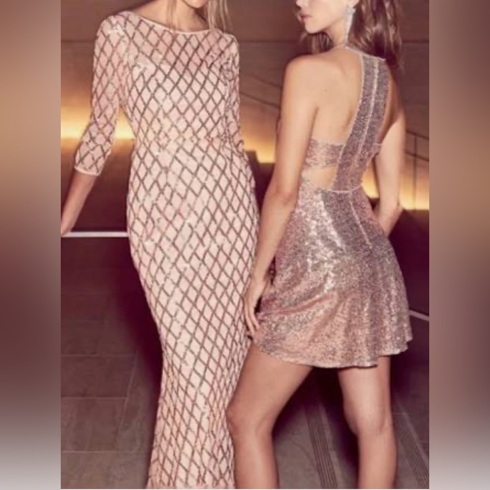 Gold rose sequin dress